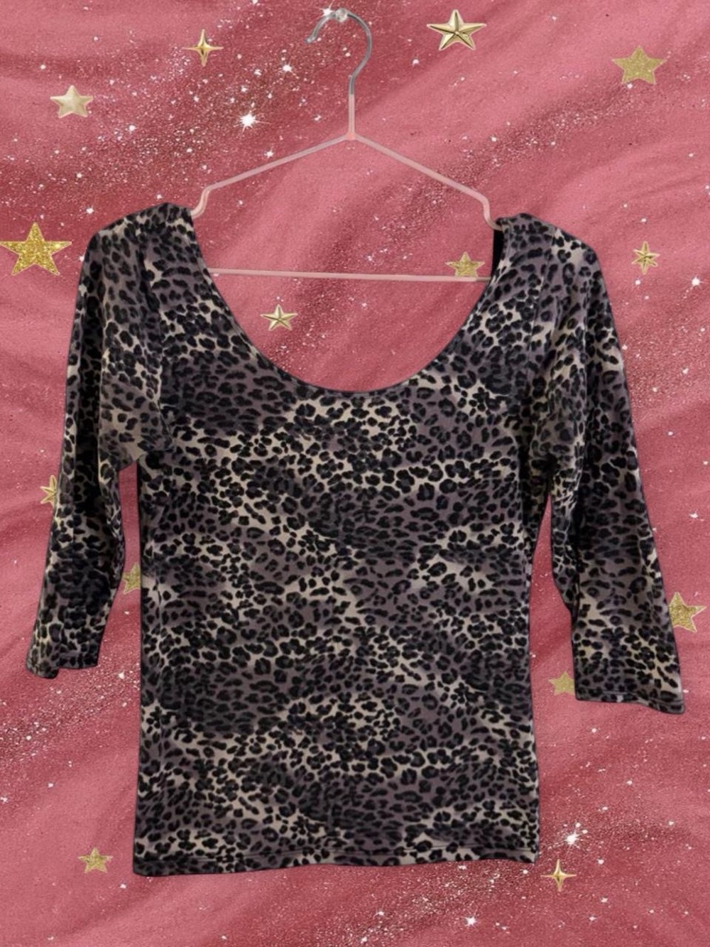 Wet Seal cheetah print Scoop Neck Long Sleeve Top